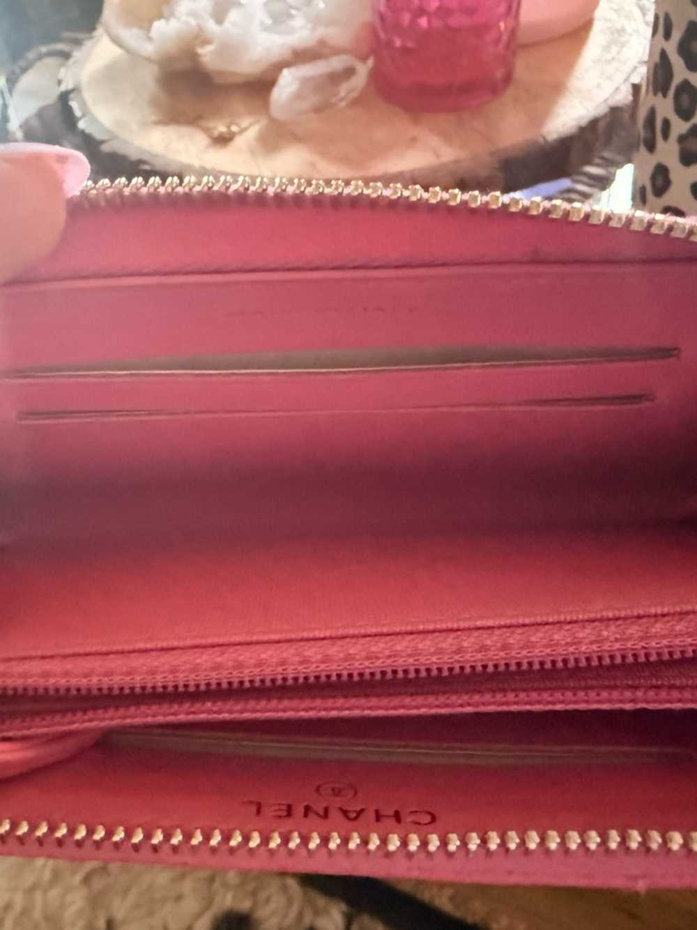 CHANEL Continental Quilted Coral Pink Caviar Leather Wallet with Gold CC - Picture 3 of 11